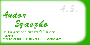 andor szaszko business card